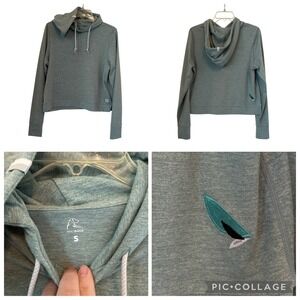 Rhoback Tempo Performance Hoodie Heather Green Grey Soft Stretch Small READ